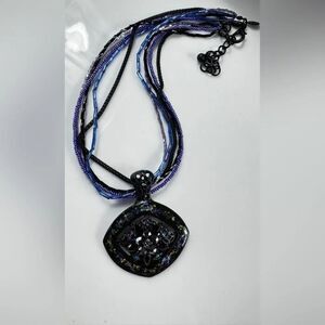 Chicos Elegant Black and Blue Pendant Necklace